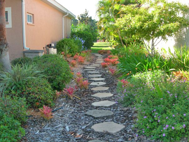 Figure 16. Stepping stone pathway and mulch provide access through a side yard.