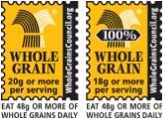 Figure 1. Stamps indicating the minimum content of whole grains per serving.