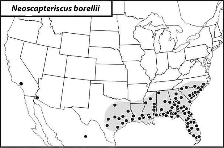 Figure 10. Distribution of the southern mole cricket.
