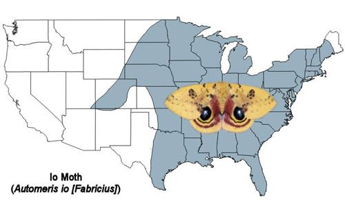 Figure 3. Io moth, Automeris io (Fabricius), U.S. distribution map. Map