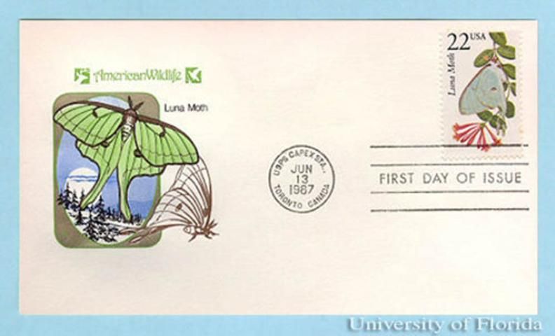 Figure 1. In 1987, the United States Post Office issued a first class stamp with the image of the luna moth, Actias luna (Linnaeus).