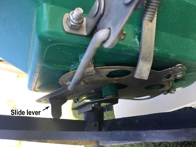Figure 4. The slide lever on rotary spreaders can be adjusted so that the fertilizer is spread uniformly on both sides.