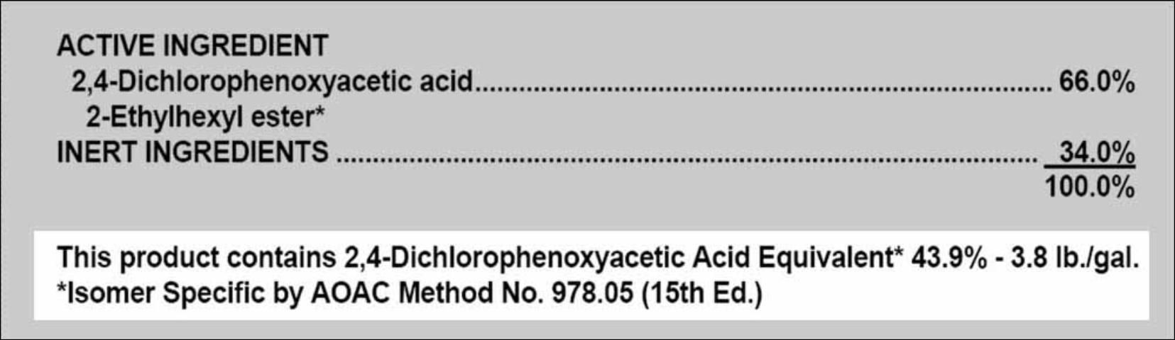 Figure 4. Statement of the acid content.
