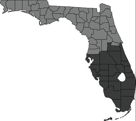 Figure 1. Map showing NORTH-SOUTH delineation used for recommendation purposes for successful bahiagrass production in Florida.